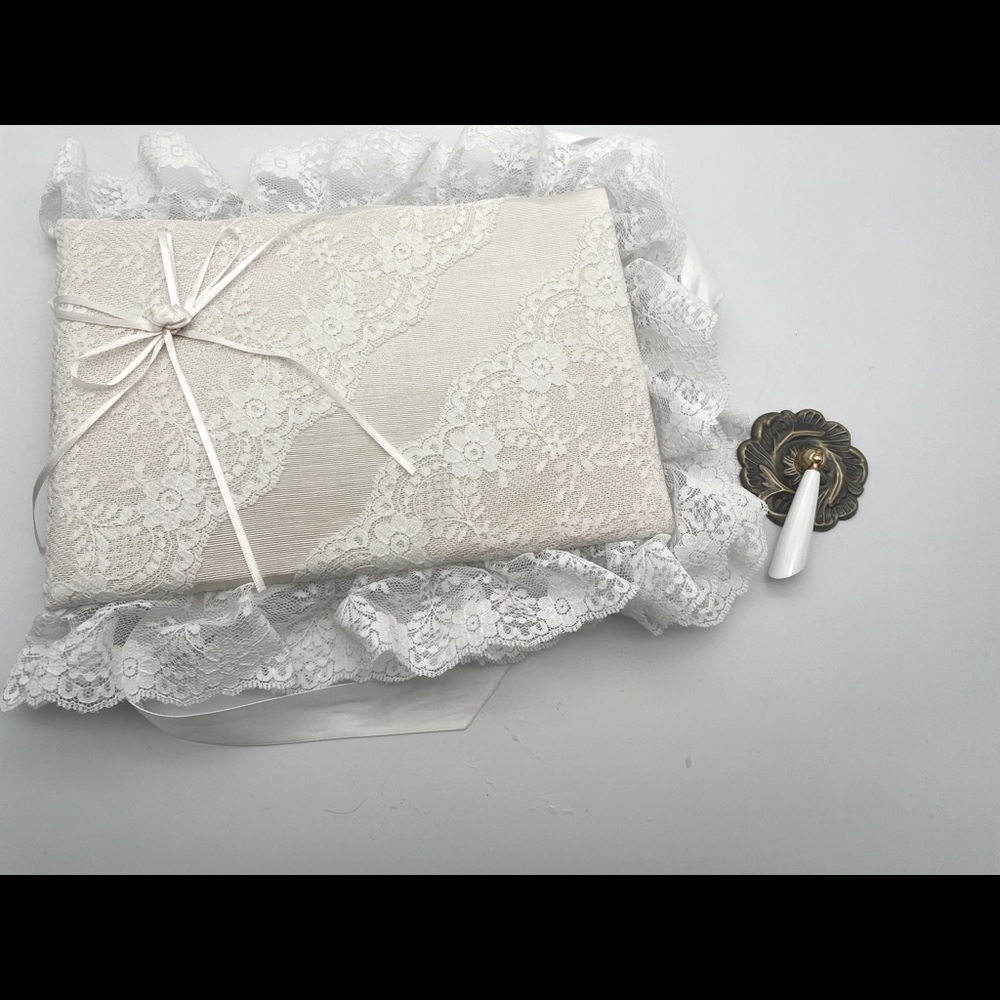 Vintage Wedding Guest Book with Lace